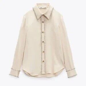 ZARA Bejeweled Blouse - NWT XL